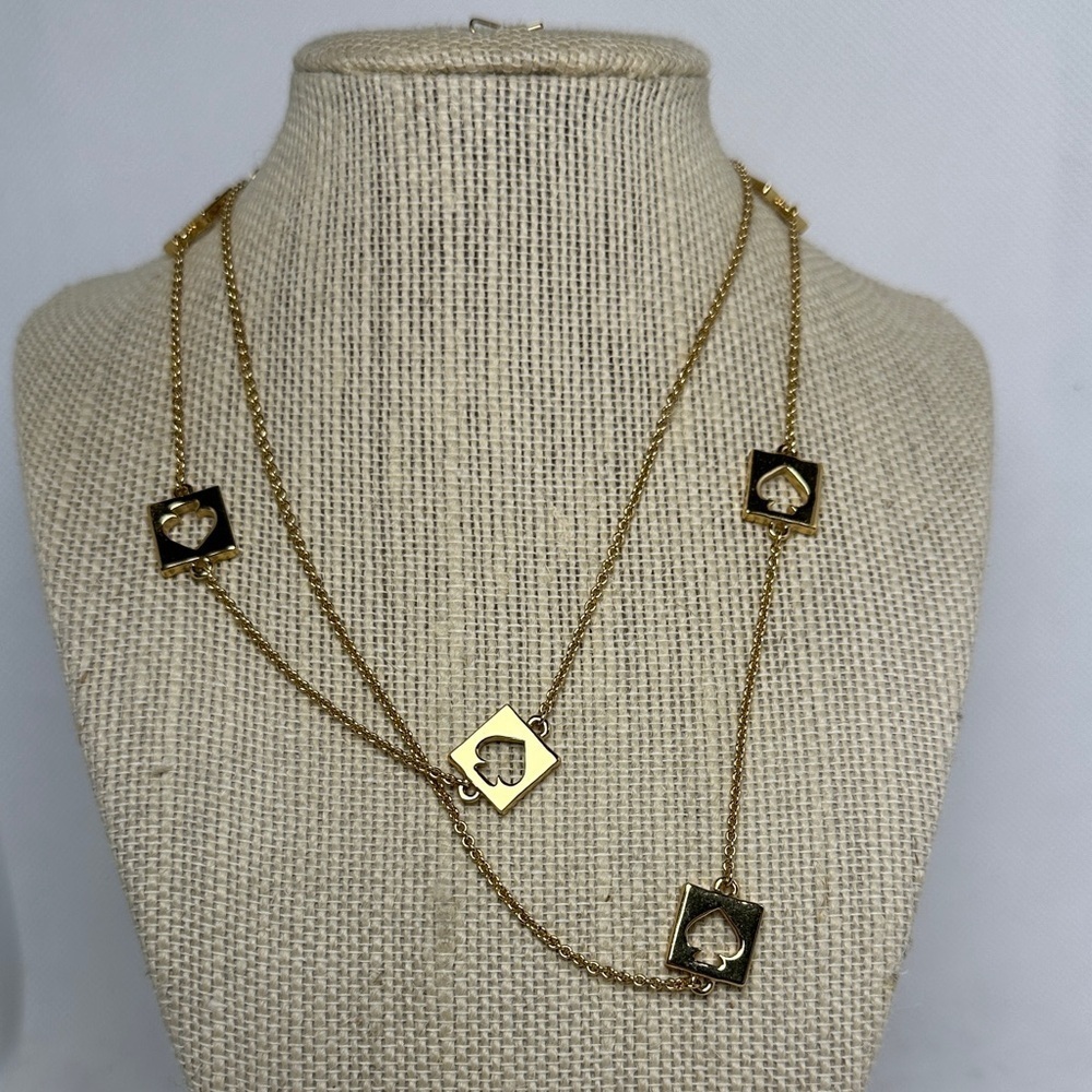 Kate Spade Gold Station Necklace with Spade Charms - 32” with 2.25” Extender